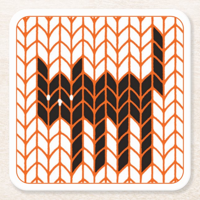 BLACK CAT KNIT Square Paper Coasters  (Front)