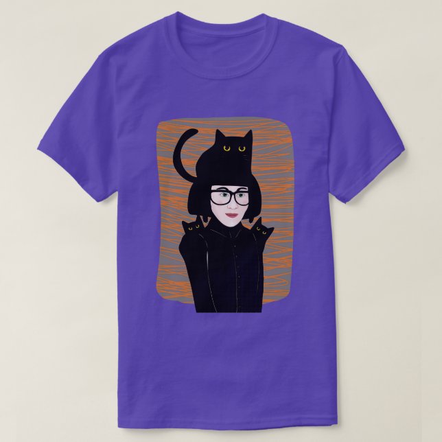 Black Cat Lady T-Shirt (Design Front)