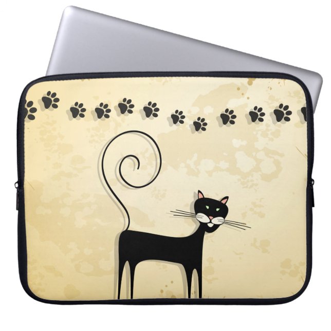 Black cat laptop sleeve (Front)