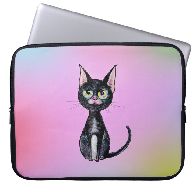 Black Cat Laptop Sleeve (Front)