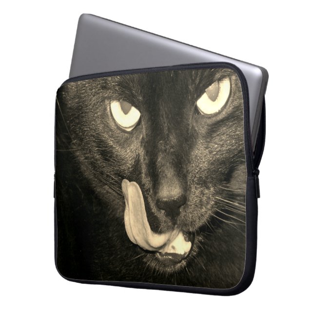Black Cat Laptop Sleeve (Front Left)