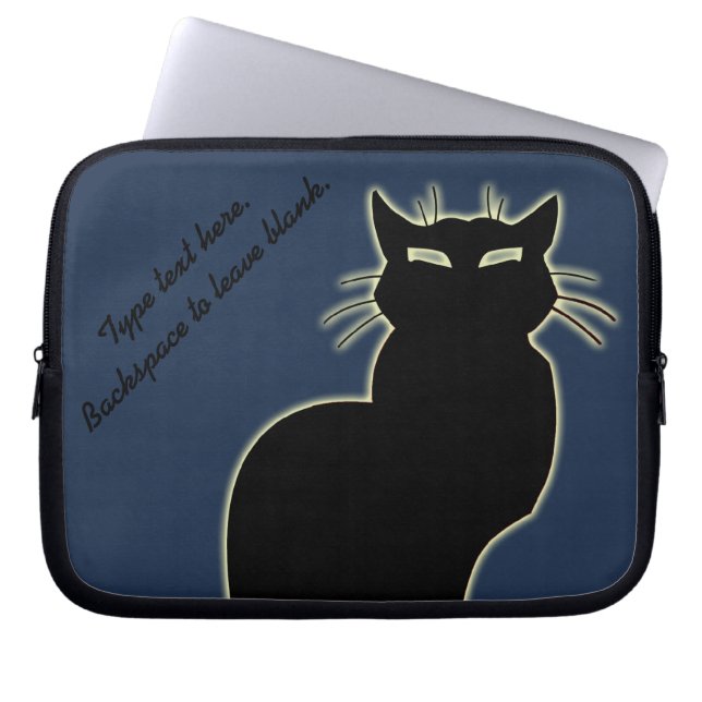 Black Cat Laptop Sleeve Personalise Cat Lover Case (Front)