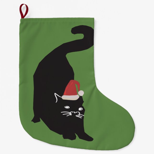Black Cat Large Christmas Stocking (Front)
