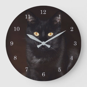 Black Cat Large Clock