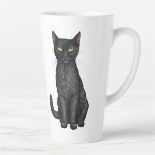 Black cat latte mug