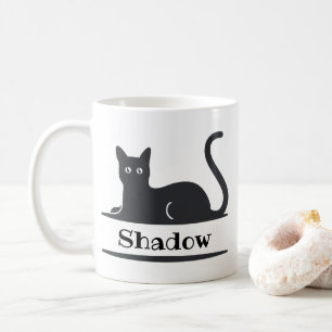 Black Cat Laying Down Monogrammed Coffee Mug
