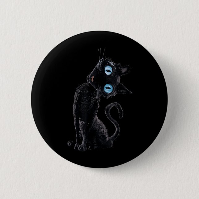 Black Cat Lazy Cute Meme Button Eyes Kitty Lovers (Front)