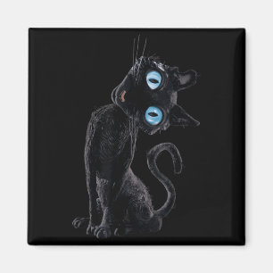 Black Cat Lazy Cute Meme Button Eyes Kitty Lovers Magnet
