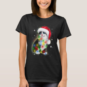 Black Cat Led Christmas Cute Cat Merry Xmas T-Shirt