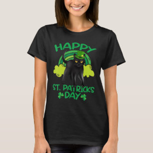 Black Cat Leprechaun Shamrock St Patrick's Day Cat T-Shirt