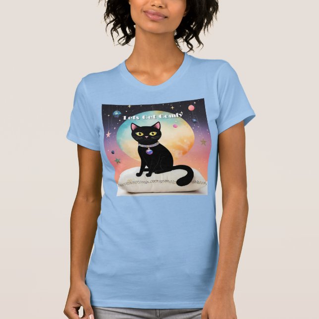 Black Cat - Lets Get Comfy T-Shirt (Front)
