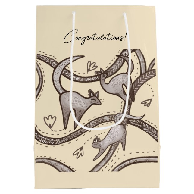 black cat line art elegant gift bag  (Back)