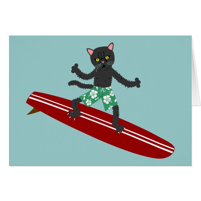 Black Cat Longboard Surfer (Front Horizontal)