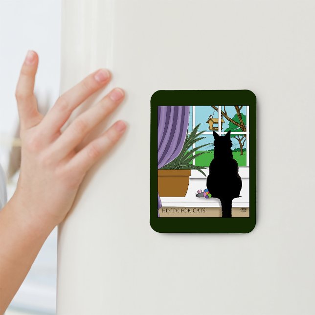 Black Cat Looking Out Window Magnet (Creator Uploaded)