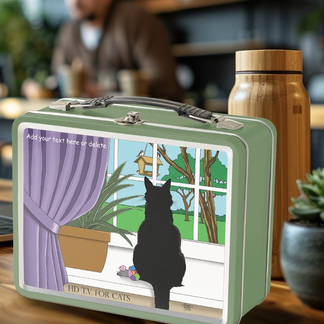 Black Cat Looking Out Window Metal Lunch Box (Creator Uploaded)
