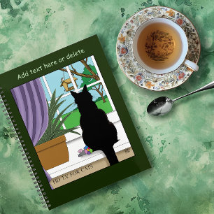 Black Cat Looking Out Window Planner