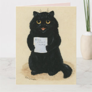 BLACK CAT LOUIS WAIN ART HELLO GREETING CARD