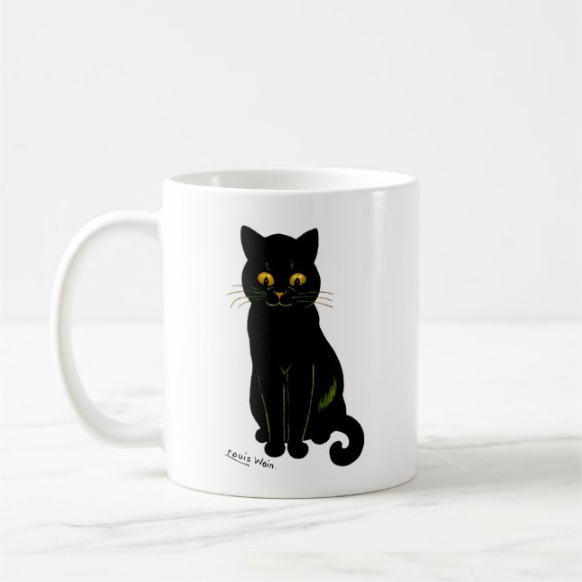 Black cat, Louis Wain Coffee Mug (Left)