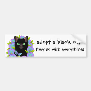 Black Cat Love Adopt a Shelter Cat! Floral Kitty Bumper Sticker