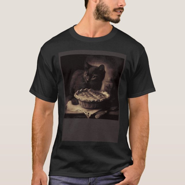 Black Cat Love Apple Pie T-Shirt (Front)