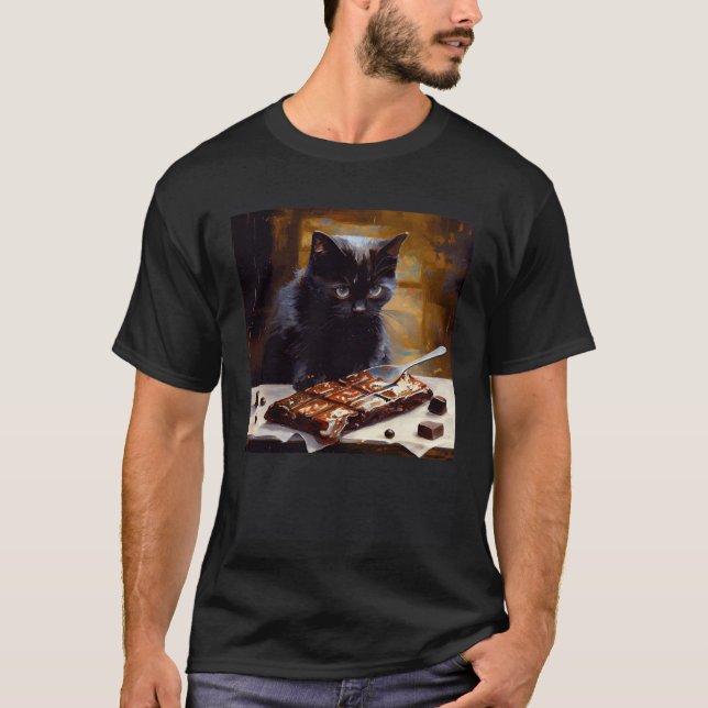 Black Cat Love Chocolate T-Shirt (Front)