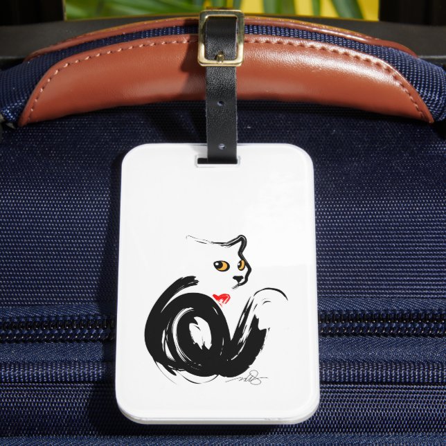 Black Cat Love Luggage Tag (Front Insitu 2)