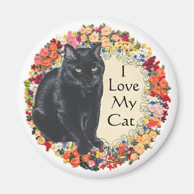 Black Cat Love Magnet (Front)