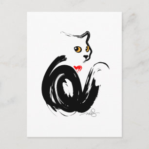 Black Cat Love Postcard