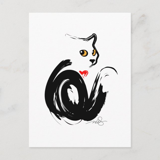 Black Cat Love Postcard (Front)