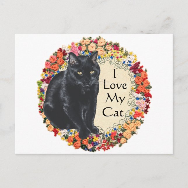 Black Cat Love Postcard (Front)