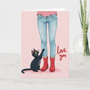 Black Cat Love You Card