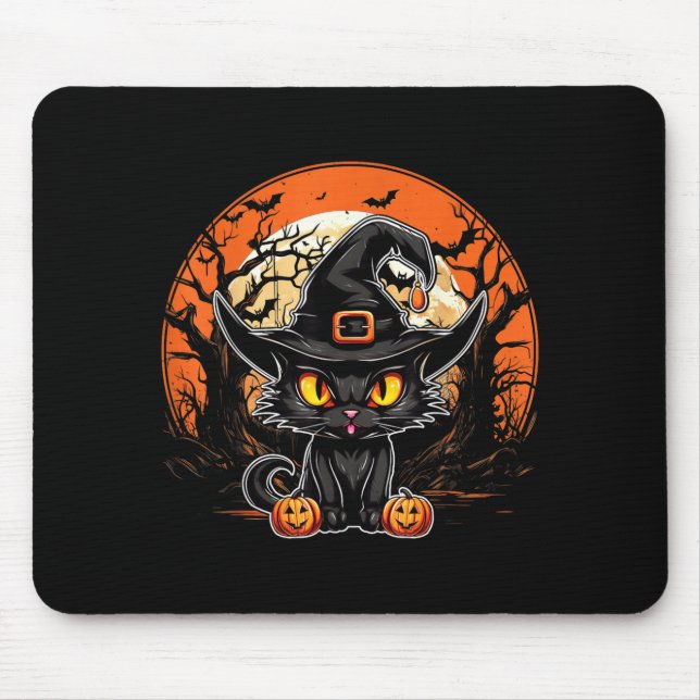 Black Cat Lover - Black Cat Halloween Spooky Ghost Mouse Mat (Front)