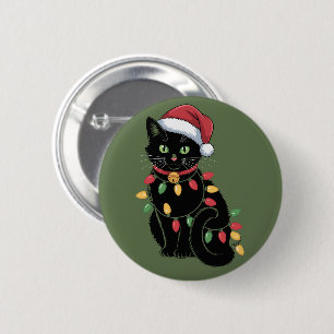 Black Cat Lover Christmas Kitten Gift Cat Mum Xmas 6 Cm Round Badge