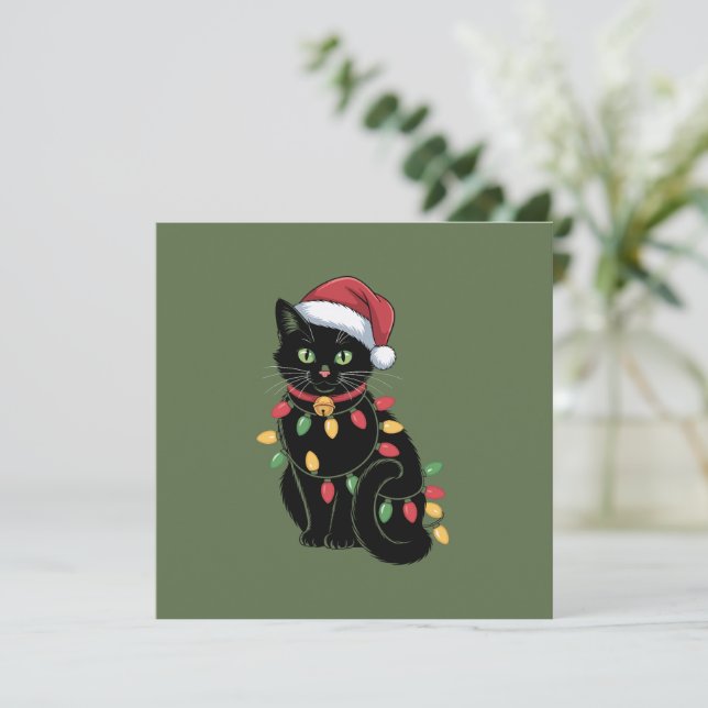 Black Cat Lover Christmas Kitten Gift Cat Mum Xmas Invitation (Standing Front)