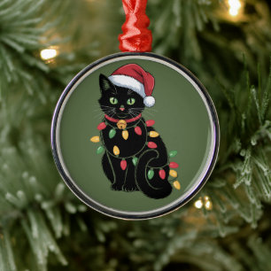 Black Cat Lover Christmas Kitten Gift Cat Mum Xmas Metal Tree Decoration