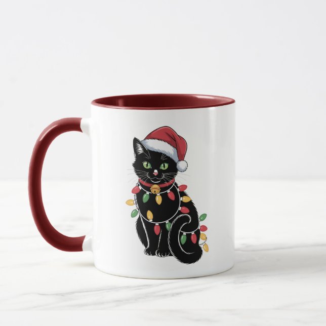Black Cat Lover Christmas Kitten Gift Cat Mum Xmas Mug (Left)