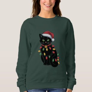 Black Cat Lover Christmas Kitten Gift Cat Mum Xmas Sweatshirt