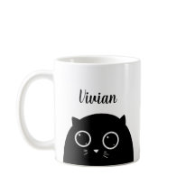 Black Cat Lover Custom Name Mug