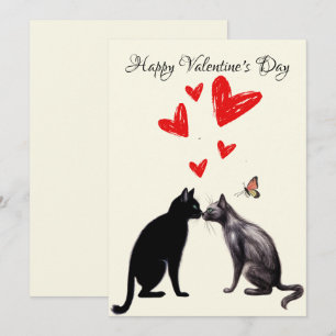 Black Cat Lover Heart Valentine's Day Thank You Card