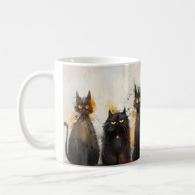 Black Cat Lover Illustrated Coffee Mug (Left)