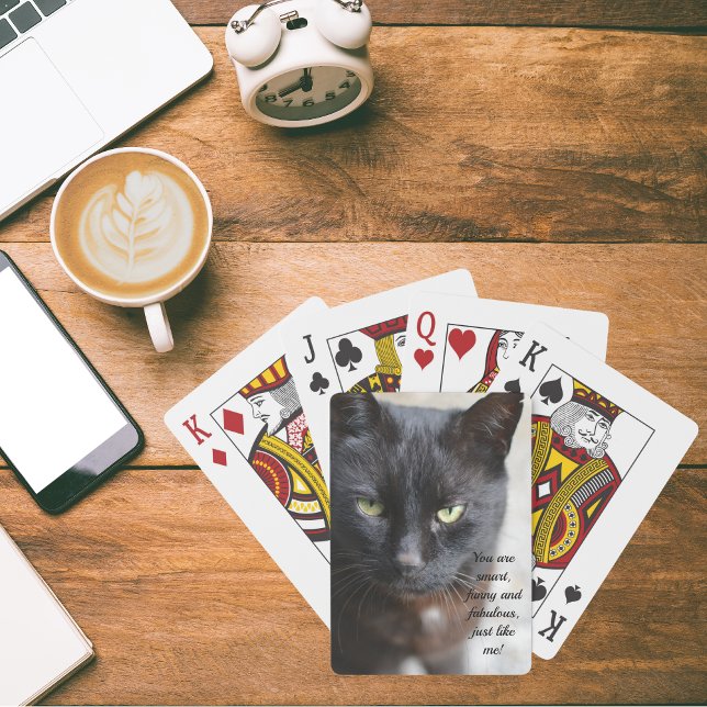 Black Cat Lover Image with Motivational Quote Playing Cards (Black cat playing cards)
