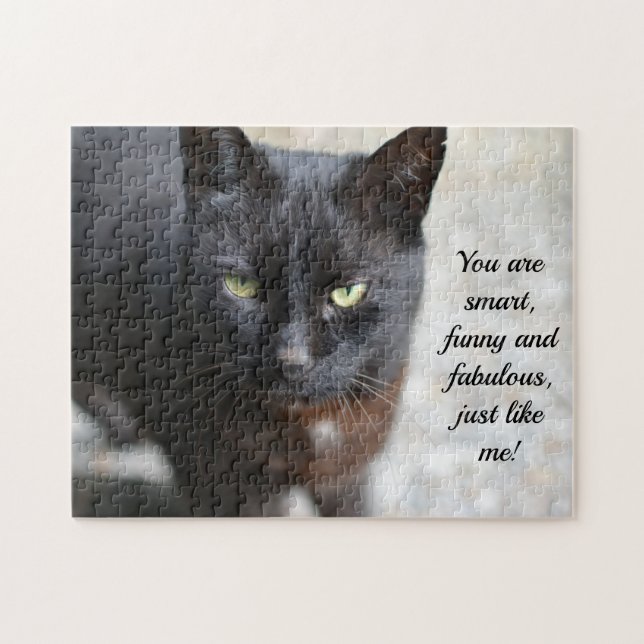 Black Cat Lover Image with Motivational Quote Post Jigsaw Puzzle (Horizontal)