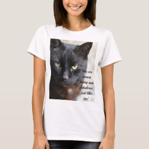 Black Cat Lover Image with Motivational Quote T-Shirt