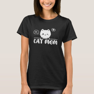 black cat lover mom Cute simple design womens T-Shirt