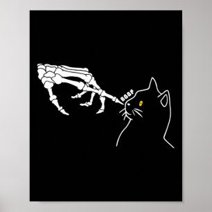 Black Cat Lover Skeleton Hand Boop Funny Halloween Poster