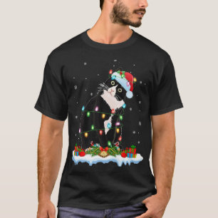Black Cat Lover Xmas Lights Santa Black Cat Christ T-Shirt