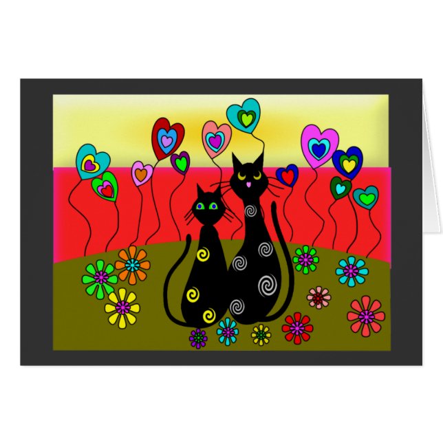 Black Cat Lovers Art Gifts (Front Horizontal)