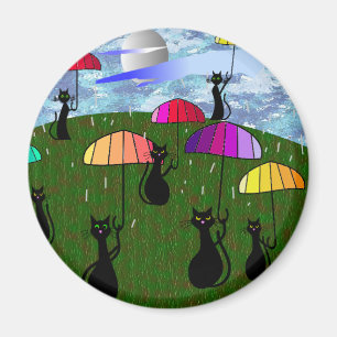 Black Cat Lovers Art Gifts Magnet