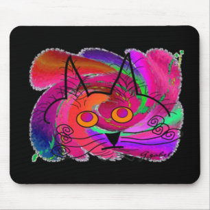 Black Cat Lovers Art Gifts Mouse Mat
