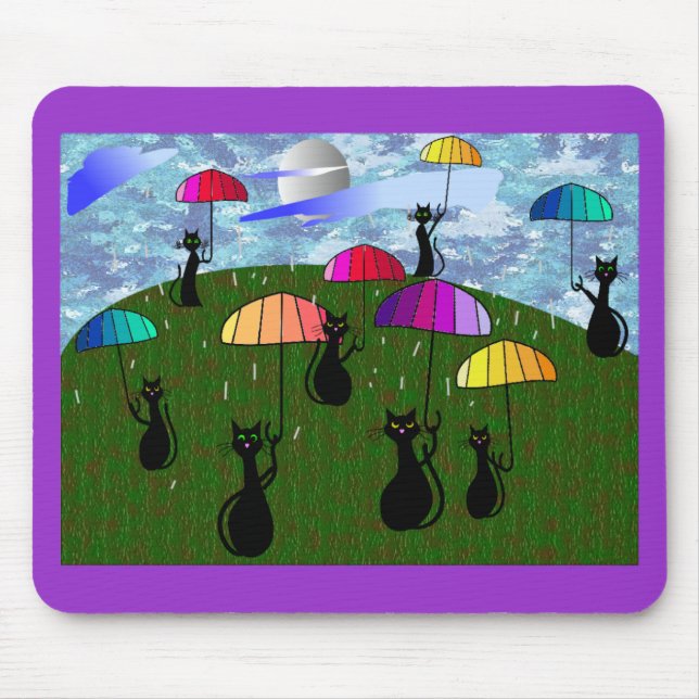 Black Cat Lovers Art Gifts Mouse Mat (Front)